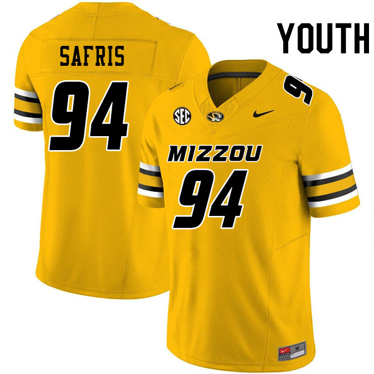 Youth #94 Will Safris Missouri Tigers College Football Jerseys Stitched-Gold